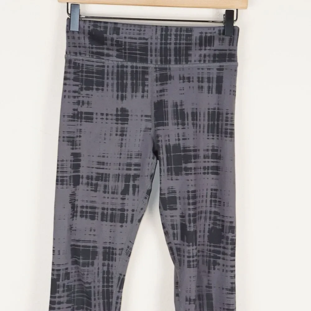 Zella Daily High Waisted Black Gray Grid Print Leggings Girls Sz XL 14/16 - Picture 2 of 11